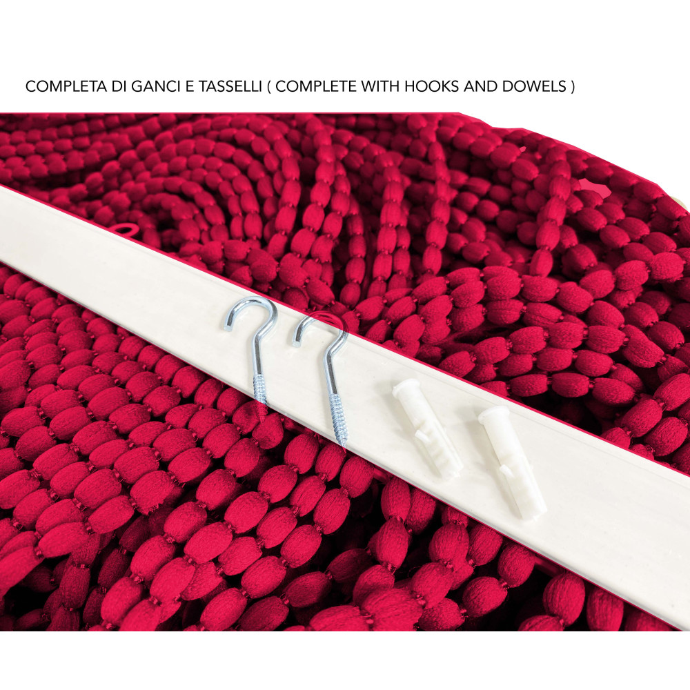 SOFT MARIEL © CURTAIN WITH BEADS in Soft Fabric Anti Noise Retardant Threads RED