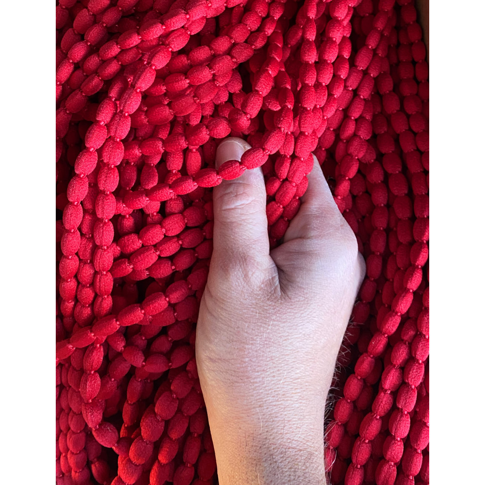 SOFT MARIEL © CURTAIN WITH BEADS in Soft Fabric Anti Noise Retardant Threads RED