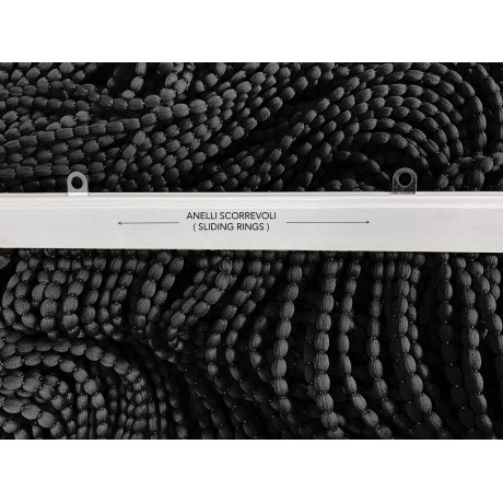 black beaded fabric curtain