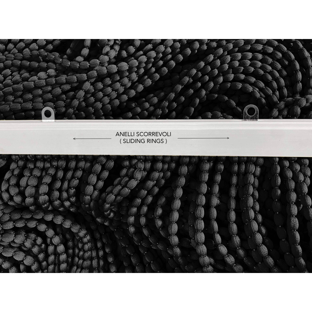 SOFT Mariel © VORHANG mit PERLEN aus weichem Stoff Anti-Lärm-Insekten mit Fäden SCHWARZ