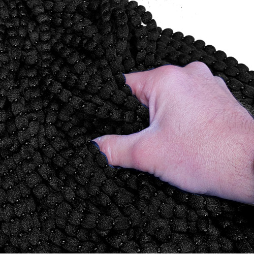 RIDEAU MOELLEUX MARIEL © AVEC PERLES en tissu doux Anti Bruit Insectes avec Fils NOIR