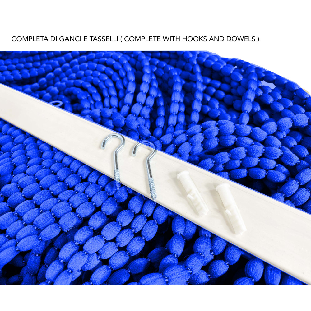 SOFT MARIEL © CURTAIN WITH BEADS in Soft Fabric Anti Noise Retardant Threads BLUE