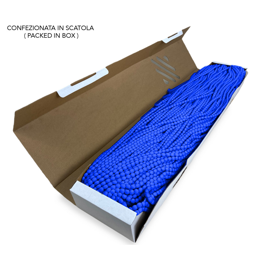 SOFT MARIEL © CURTAIN WITH BEADS in Soft Fabric Anti Noise Retardant Threads BLUE