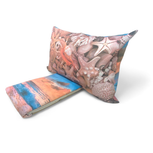 SET BEDSPREAD SHEET digital print BEACH and SEA bedspread with 2 DOUBLE KEEP bag