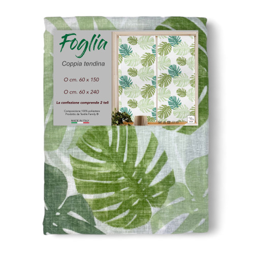 Paar GREEN LEAF Glasvorhänge cm. 60 von Fenster und Tür