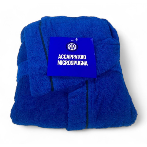 Original F.C. INTER Kinderbademantel für JUNGEN in Mikroschwamm mit Rucksack PISCINA