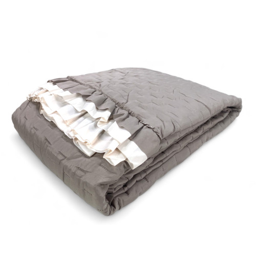 Gesteppte Tagesdecke mit Rüschen in Taupe/Creme Taupe/Creme