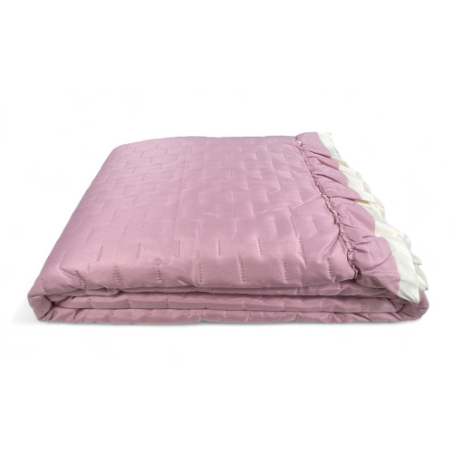 Couvre-lit matelassé avec volants en Lit Double assorti rose/crème