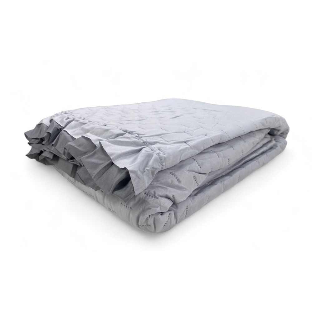 Quilted bedspread with ruffles in solid color Double Grey/Anthracite