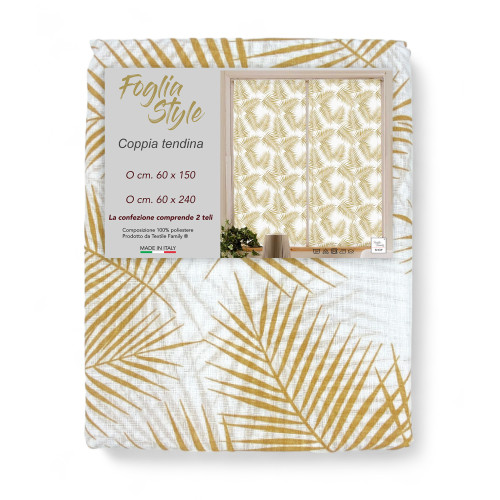 Paar GLASVORHÄNGE OCKERSTIL breit cm. 60 von Fenster und Tür