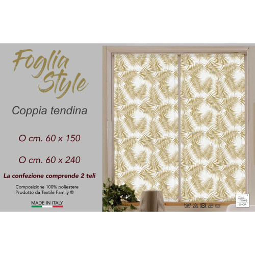 Par de CORTINA DE CRISTAL ESTILO OCRE de ancho cm. 60 de la ventana y la puerta