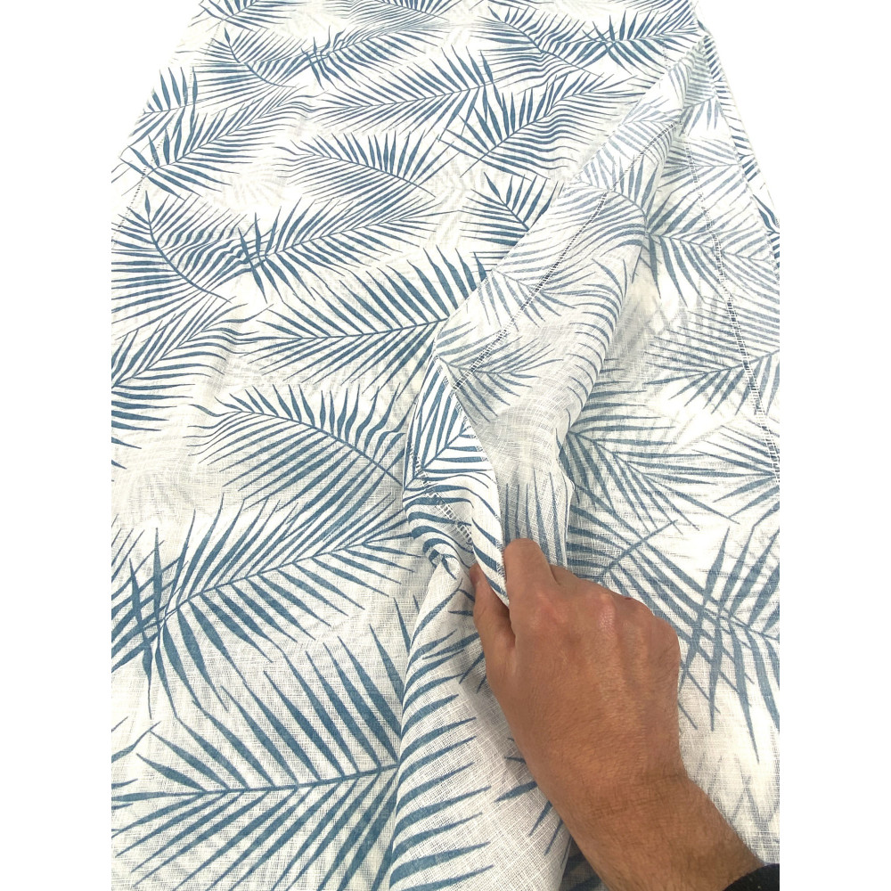 Coppia TENDINA a vetro FOGLIA STYLE BLU larga cm. 60 da Finestra e da Porta