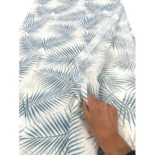 Coppia TENDINA a vetro FOGLIA STYLE BLU larga cm. 60 da Finestra e da Porta