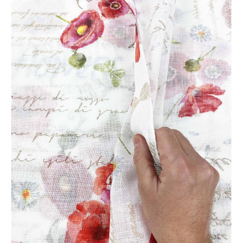 Coppia TENDINA a vetro PAPAVERI larga cm. 60 da Finestra e da Porta