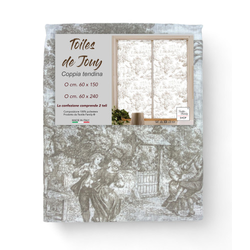 Pair of TOILES DE JOUY Beige glass curtain cm. 60 from Window and Door