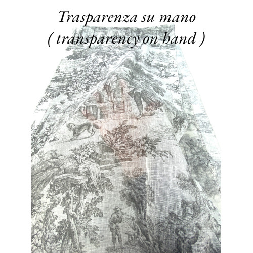 Coppia TENDINA a vetro TOILES DE JOUY Grigio larga cm. 60 da Finestra e da Porta