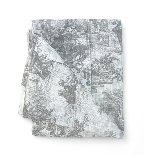 Par de cortinas de cristal TOILES DE JOUY Gris cm. 60 de la ventana y la puerta