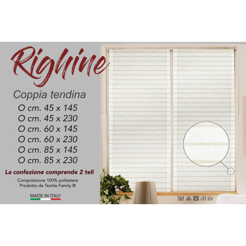 PAR DE CORTINAS DE CRISTAL MODERNO 45 o 60 u 85 FRANJAS ANCHAS Beige