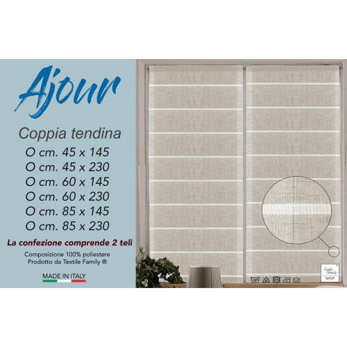 COPPIA tendina VETRO MODERNA larga 45 o 60 o 85 Ajour Beige