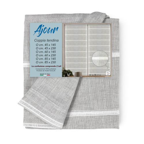 PAIRE de rideaux VERRE MODERNES 45 ou 60 ou 85 de large Ajour Gris