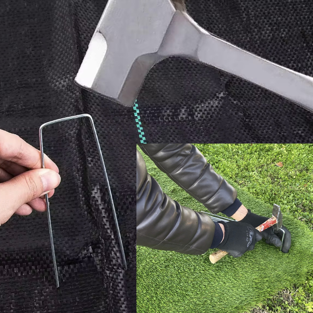 UGO Multipurpose Garden Pegs in Galvanized Steel U-Shape for Synthetic Lawn and Mulch Tarpaulin