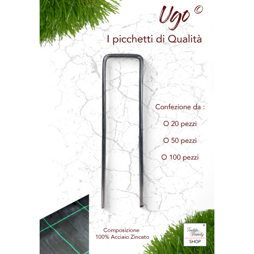 Picchetti da Giardino UGO Multiuso in Acciaio Zincato a Forma di U per Prato Sintetico e telo pacciamatura