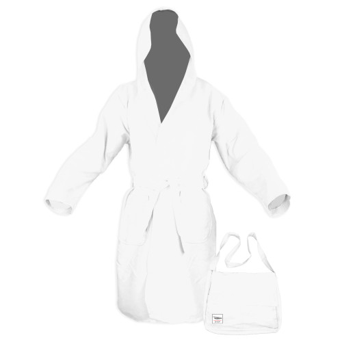 PODDY TECHNICAL BATHROBE IN WHITE Microfiber