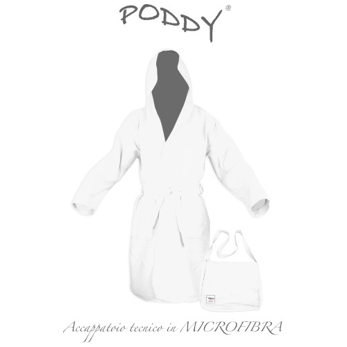 PODDY TECHNICAL BATHROBE IN WHITE Microfiber