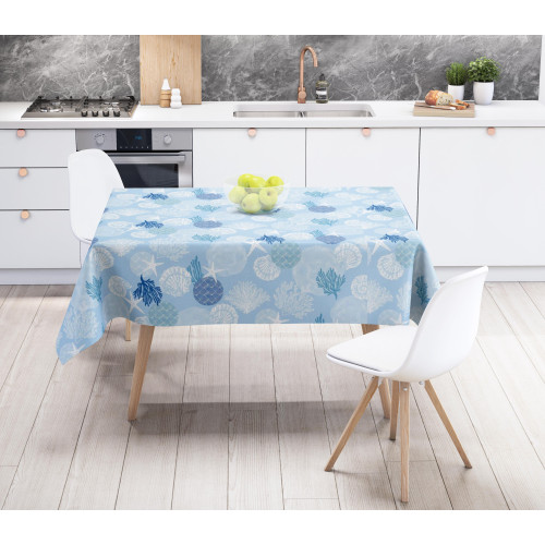 NAPPE LIMA © en PVC LAVABLE LAVABLE CORAIL Bleu Fabriqué en Italie