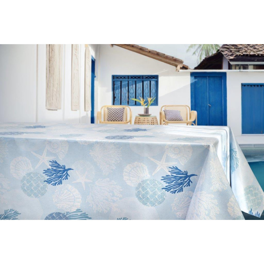 NAPPE LIMA © en PVC LAVABLE LAVABLE CORAIL Bleu Fabriqué en Italie