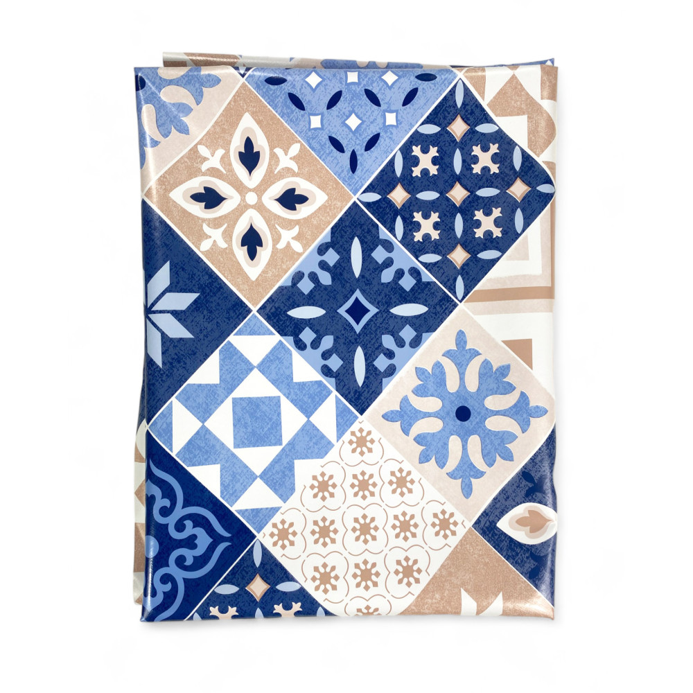 MANTEL LIMA de lona © encerada plastificada repelente al agua en PVC MAYÓLICA AZUL CLARO Made in Italy