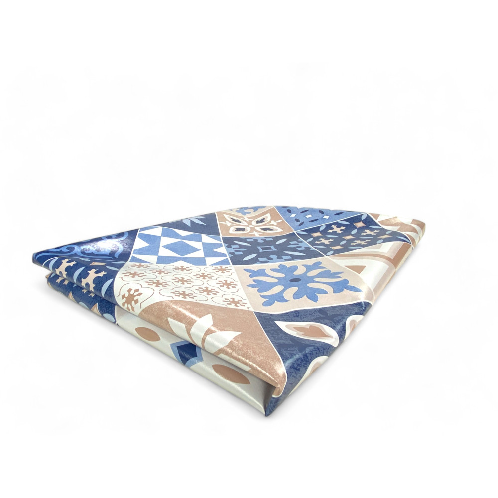 NAPPE LIMA © en TISSU TISSU laminé LAVABLE PVC hydrofuge MAJOLICA Bleu Fabriqué en Italie