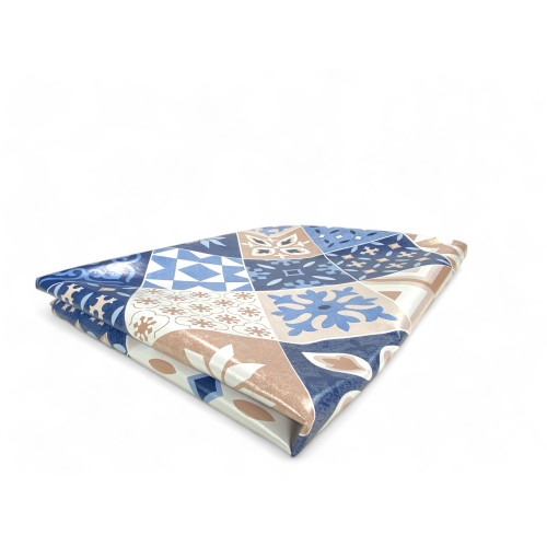 TOVAGLIA LIMA © in TELA CERATA plastificata LAVABILE idrorepellente in PVC MAIOLICHE Azzurre Made in Italy