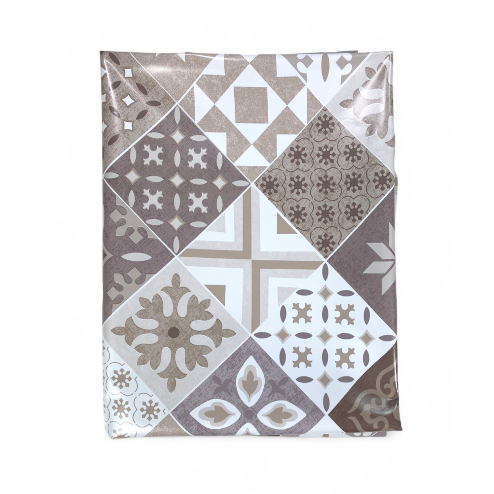 TABLECLOTH FILE © in water-repellent plastic-coated waxed canvas in PVC MAJOLICA Sand Made in Italy
