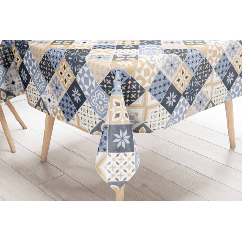 TISCHDECKE LIMA © aus wasserabweisendem, kunststoffbeschichtetem, gewachstem Segeltuch aus PVC MAJOLIKA HELLBLAU Made in Italy