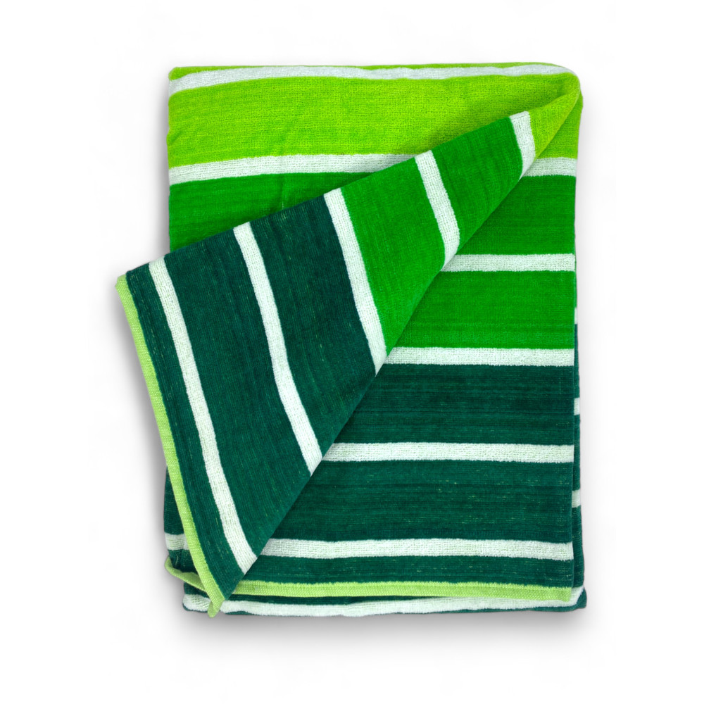 GREEN STRIPED TERRY BEACH TOWEL GREEN STRIPED TERRY BEACH TOWEL