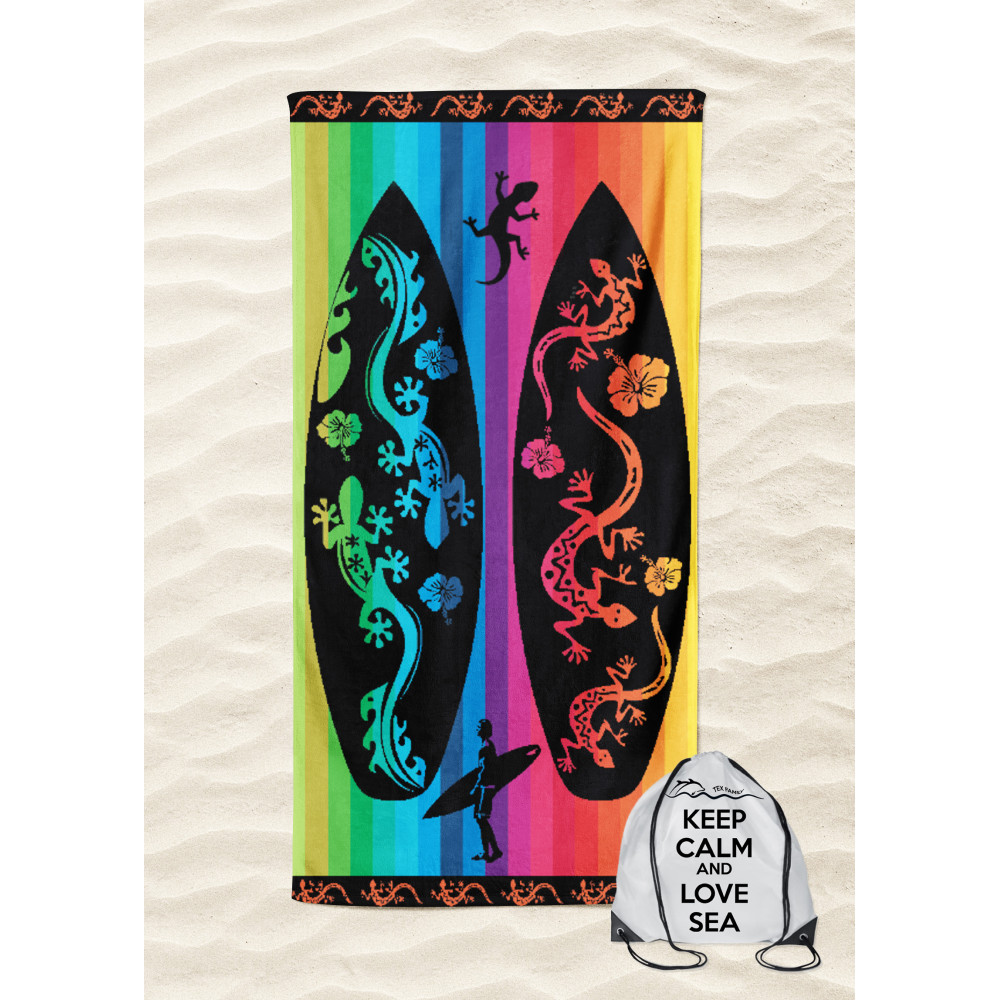 Jeko beach towel and colorful surf Jeko beach towel and colorful surf