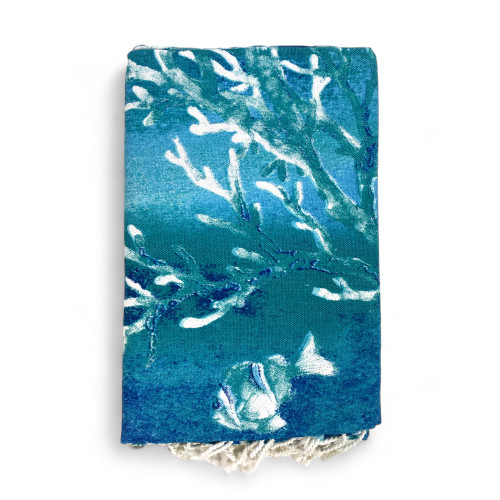 TOALLA DE PLAYA fouta CORALES Plántulas TAMAÑO Grande CM.100X200 con mochila Playa KEEP CALM