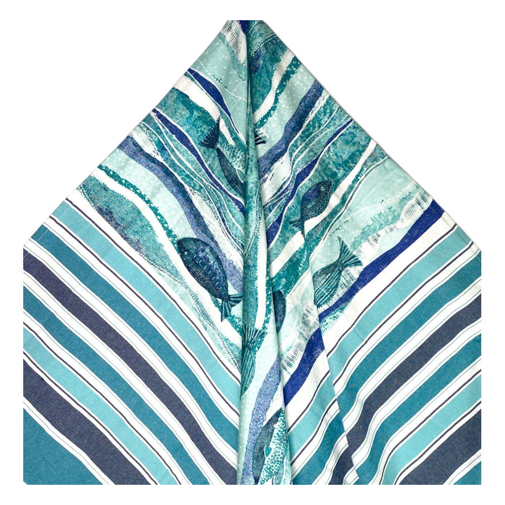 TELO MARE fouta Pesci Blu Grande CM.100X200 con zaino Spiaggia KEEP CALM