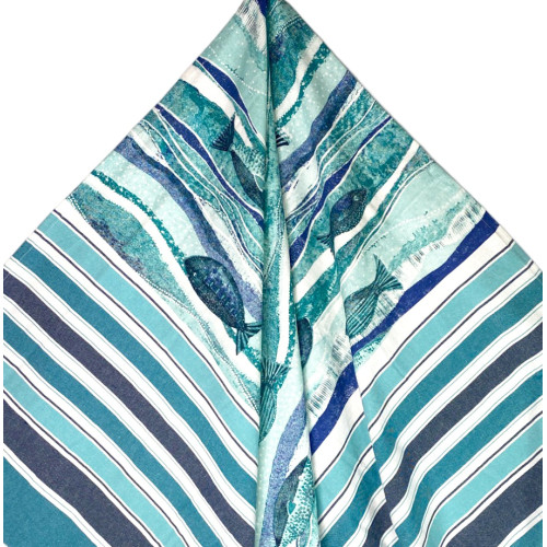 SERVIETTE DE PLAGE FOUTA Poisson Bleu Grand CM.100X200 avec sac à dos Plage KEEP CALM