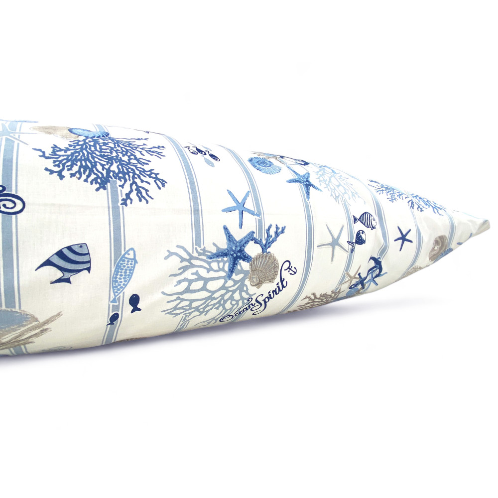 ENSEMBLE de draps MARE Marino CORALLI fond rayé bleu clair en pur coton