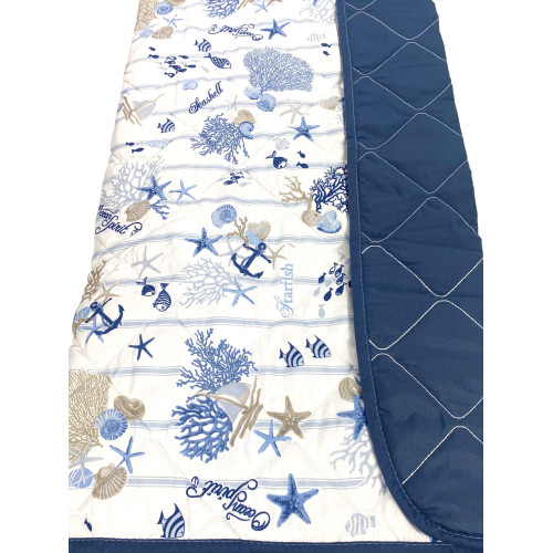 COLCHA ACOLCHADA CON LAZO DE MAR Corales y conchas con suela a rayas Made in Italy