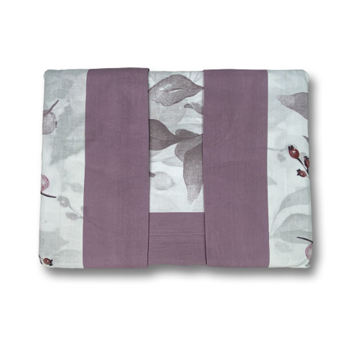 Parure de lit double en pur coton 2 carrés à motifs de fleurs roses