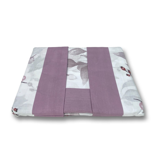 Parure de lit double en pur coton 2 carrés à motifs de fleurs roses