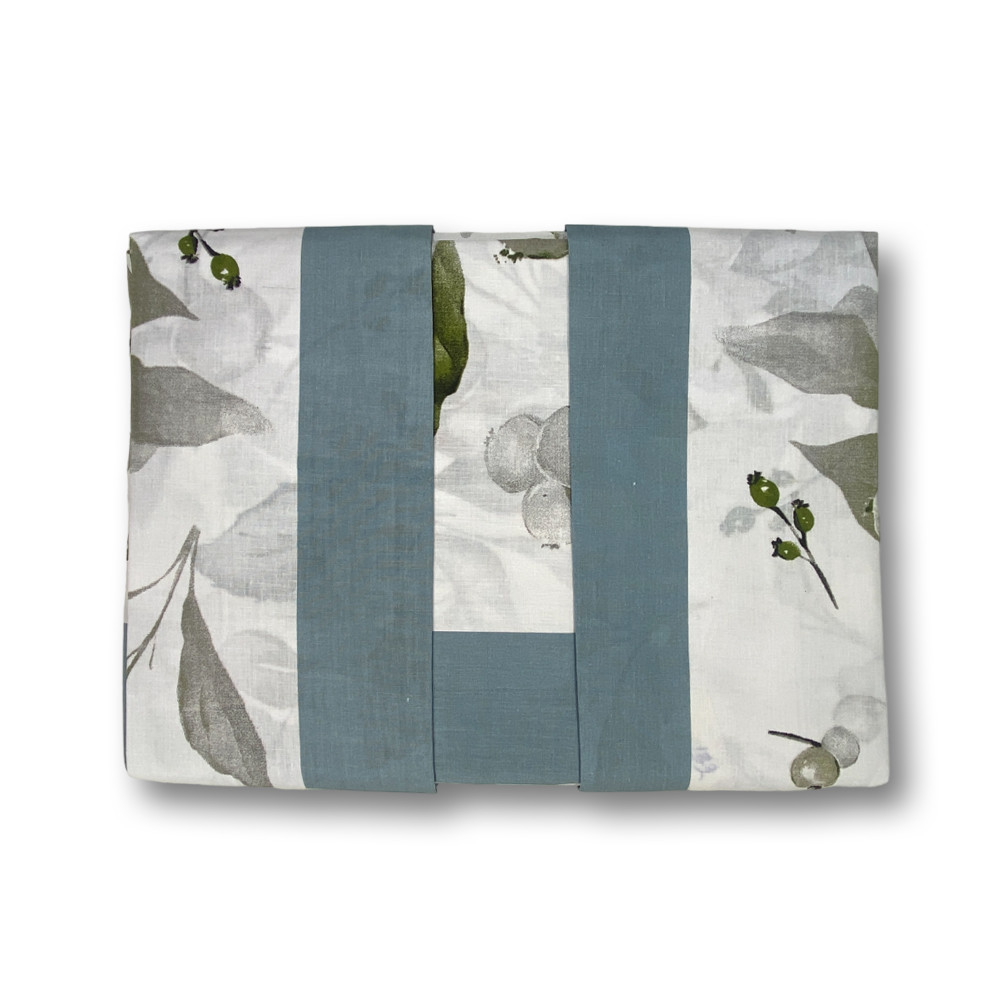 Completo lenzuola matrimoniale in Puro Cotone 2 piazze fantasia fiori Salvia