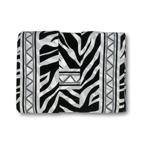 Completo lenzuola matrimoniale in Puro Cotone 2 piazze fantasia zebra