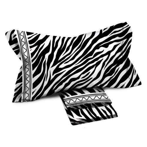 Completo lenzuola matrimoniale in Puro Cotone 2 piazze fantasia zebra