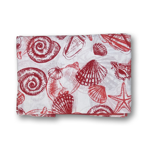 Completo lenzuola matrimoniale in Puro Cotone 2 piazze fantasia conchiglia rossa