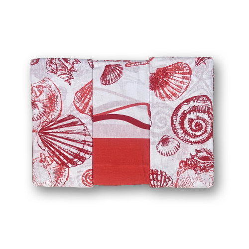 2-square, red shell patterned double bed sheets set in pure cotton