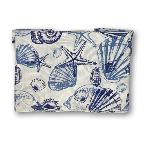 Completo lenzuola matrimoniale in Puro Cotone 2 piazze fantasia conchiglia blu